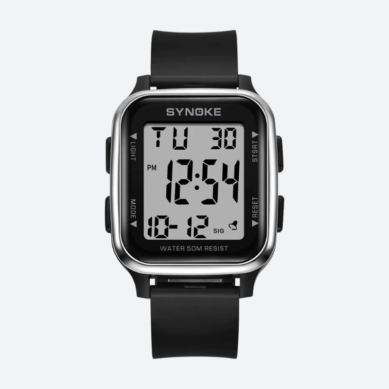 Men's digital watch, waterproof with chronograph