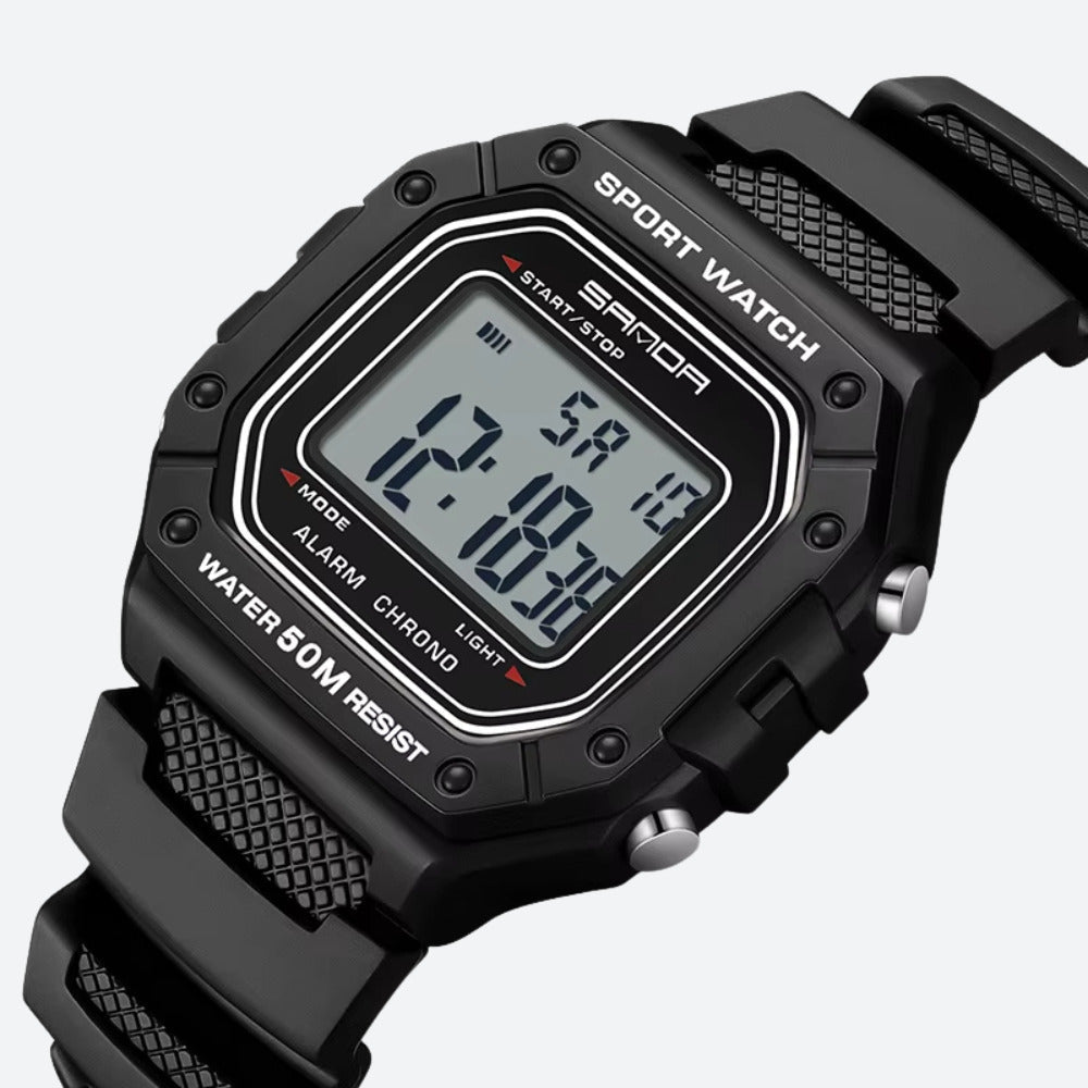 Square digital watch for men, sports, multifunctional