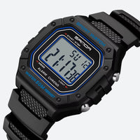 Square digital watch for men, sports, multifunctional