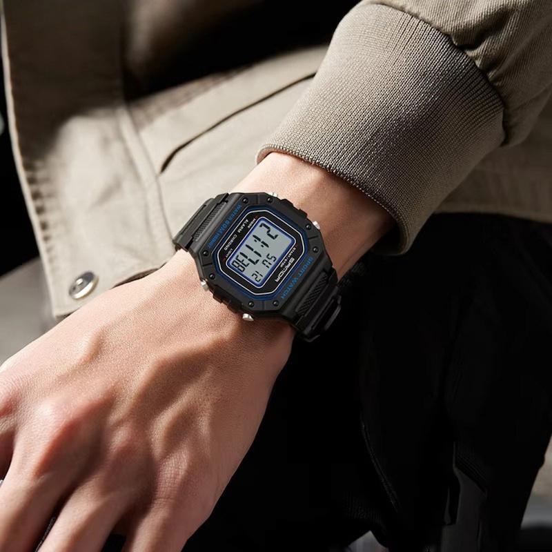 Square digital watch for men, sports, multifunctional