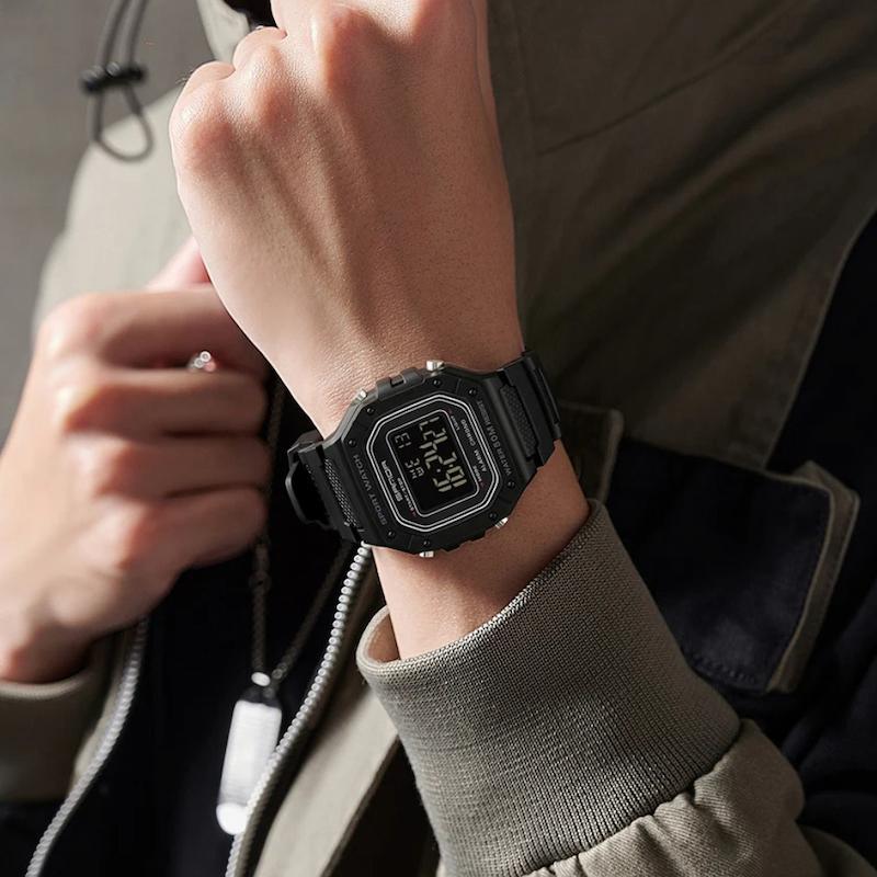 Square digital watch for men, sports, multifunctional