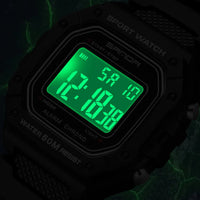 Square digital watch for men, sports, multifunctional