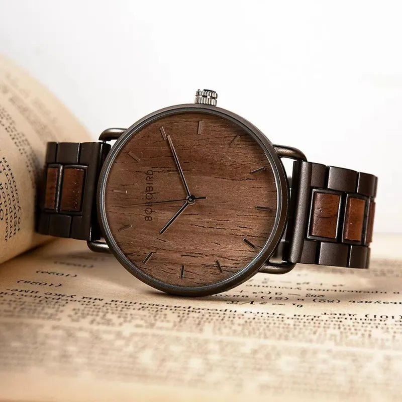 Men's Wooden Quartz Watch, Natural Elegance