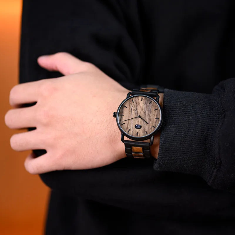 Men's Wooden Quartz Watch, Natural Elegance