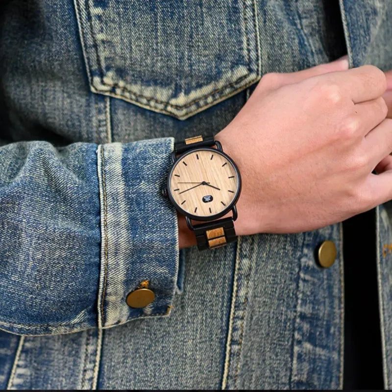 Men's Wooden Quartz Watch, Natural Elegance