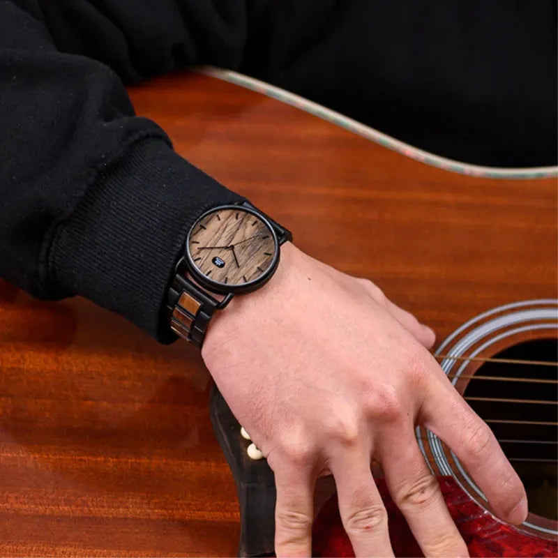 Men's Wooden Quartz Watch, Natural Elegance