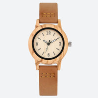 Women's watch, wood, minimalist, leather, 1