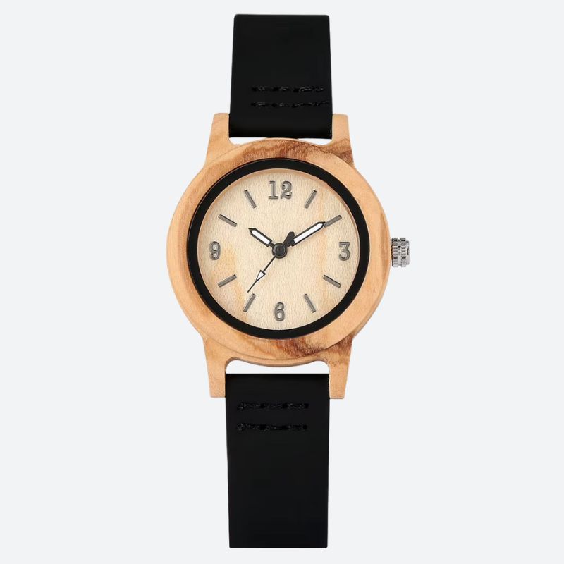 Women's watch, wood, minimalist, leather, 2