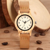 Minimalist Wooden Leather Women's Watch