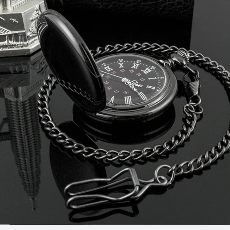 Women's Pocket Watch with Black Dial
