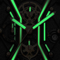 Men's square leather chronograph watch
