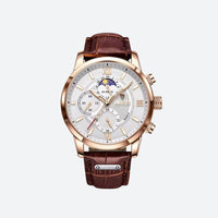 Men's waterproof quartz leather watch, casual style