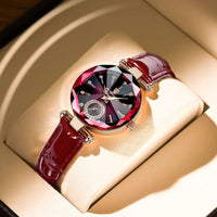 Luxury women's watch with faceted diamonds