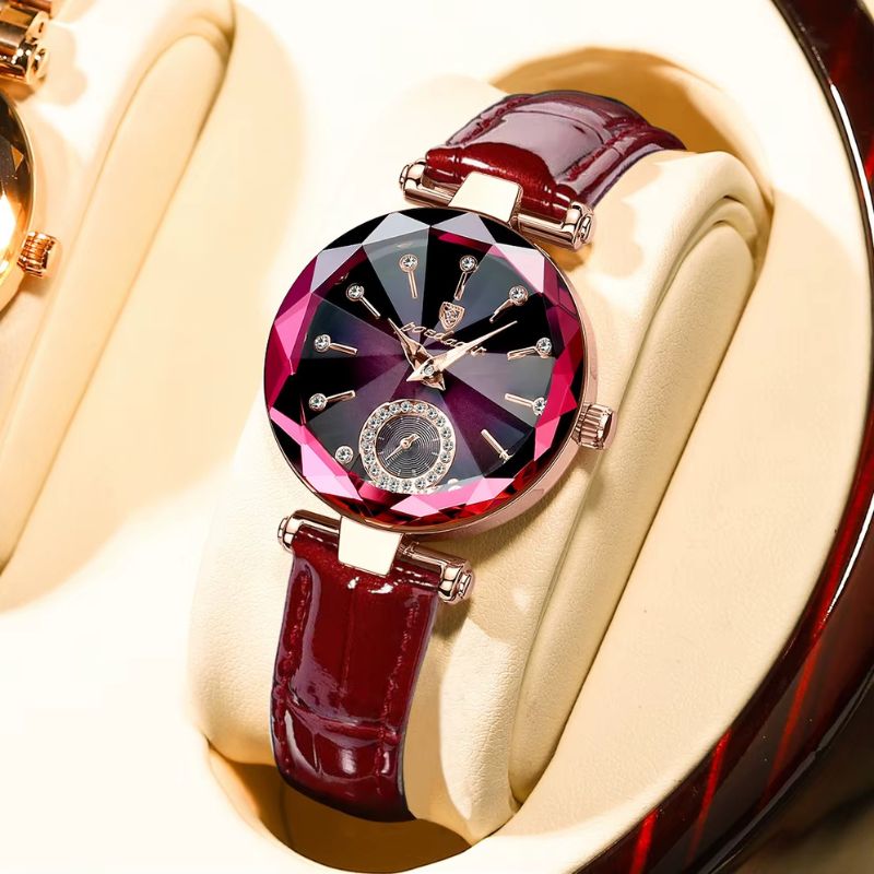 Luxury women's watch with faceted diamonds