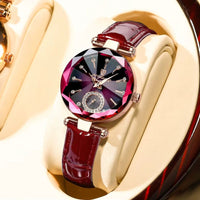 Luxury women's watch with faceted diamonds
