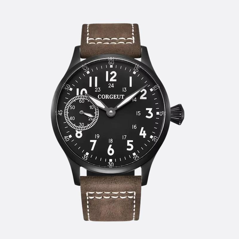 Men's mechanical watch with manual winding, classic aviator style