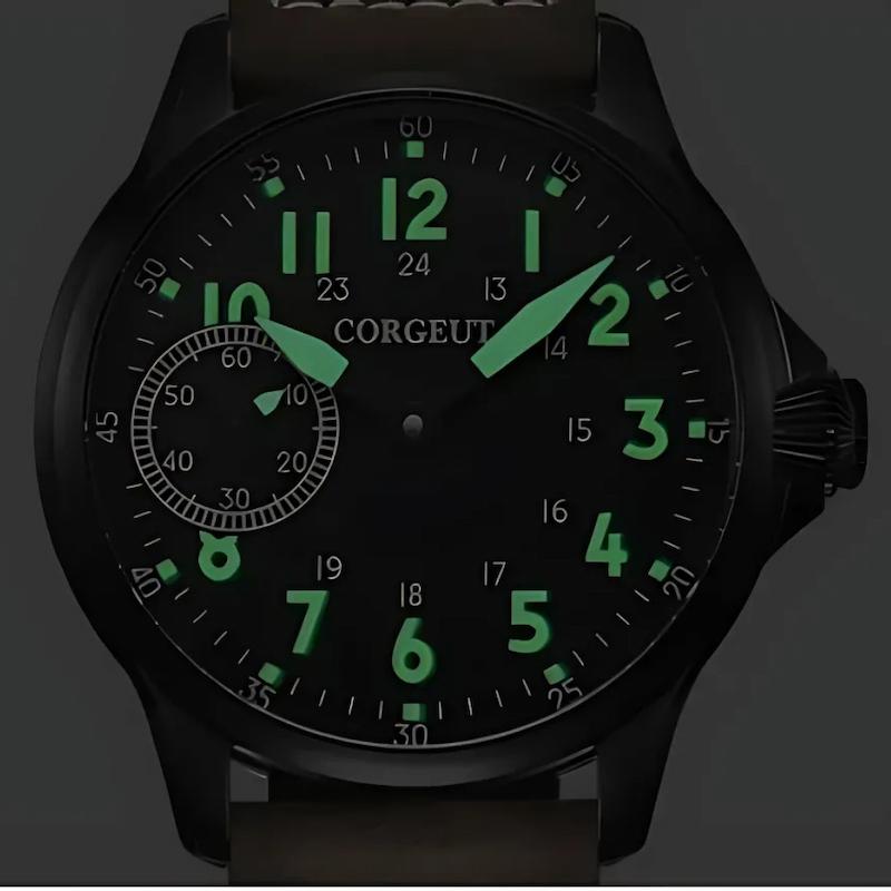 Men's mechanical watch with manual winding, classic aviator style
