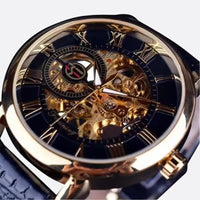 Men's skeleton mechanical watch, manual movement