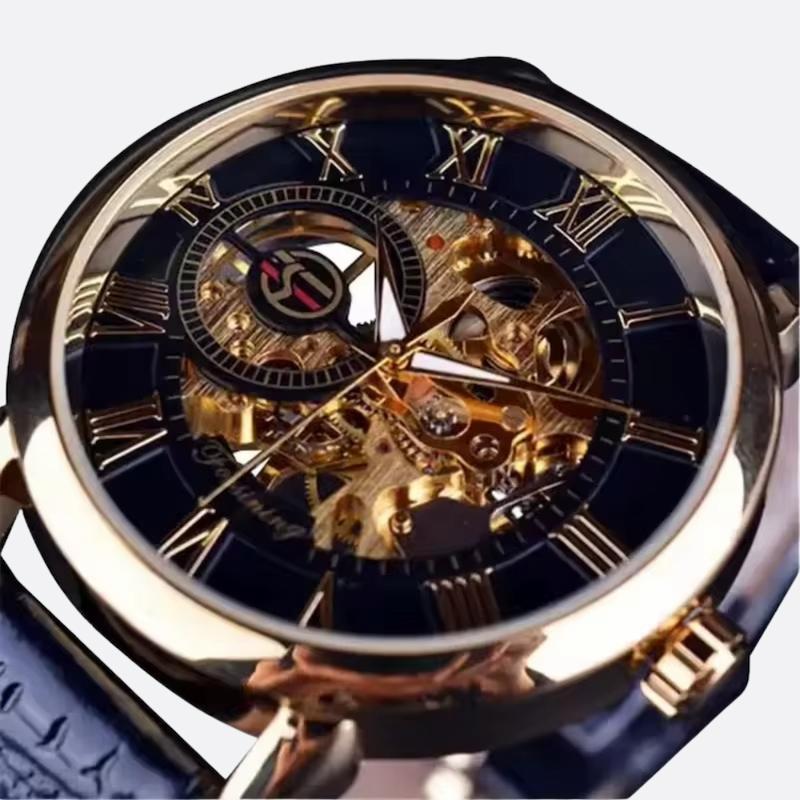 Men's skeleton mechanical watch, manual movement