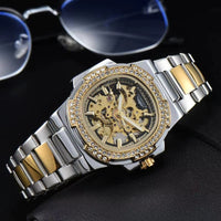 Men's Skeleton Mechanical Watch in Stainless Steel