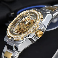 Men's Skeleton Mechanical Watch in Stainless Steel