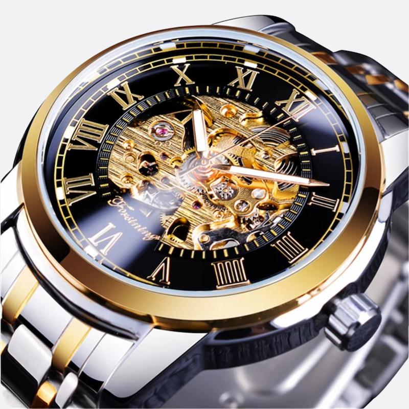 Men's skeleton mechanical watch