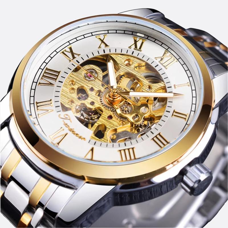 Men's skeleton mechanical watch