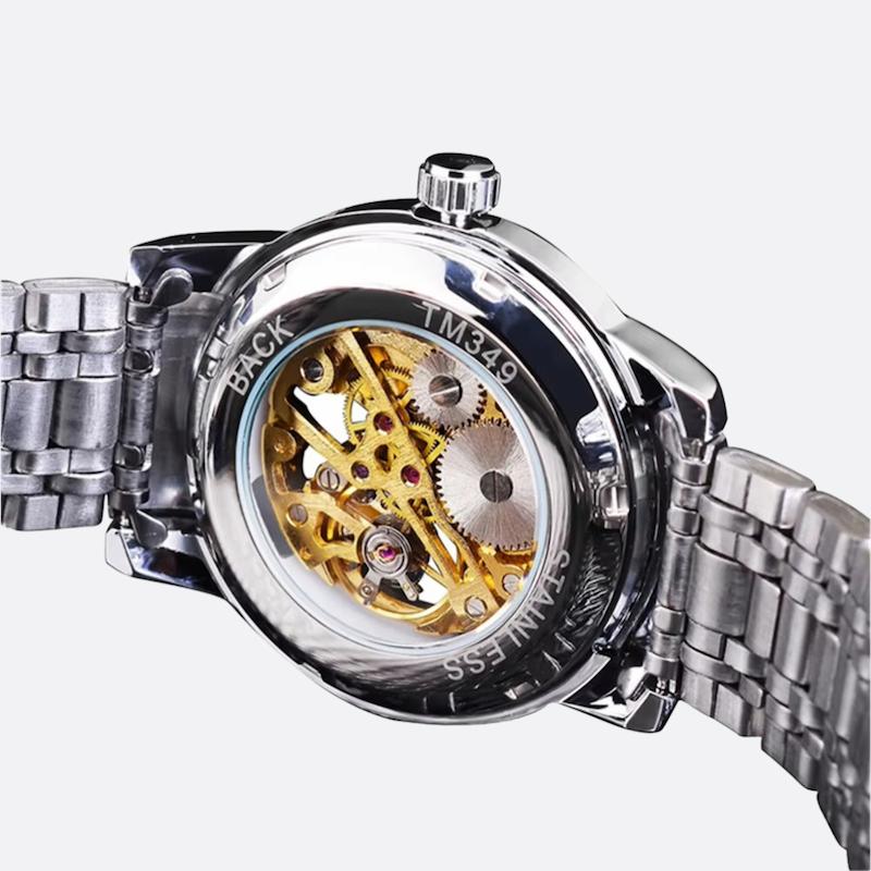 Men's skeleton mechanical watch