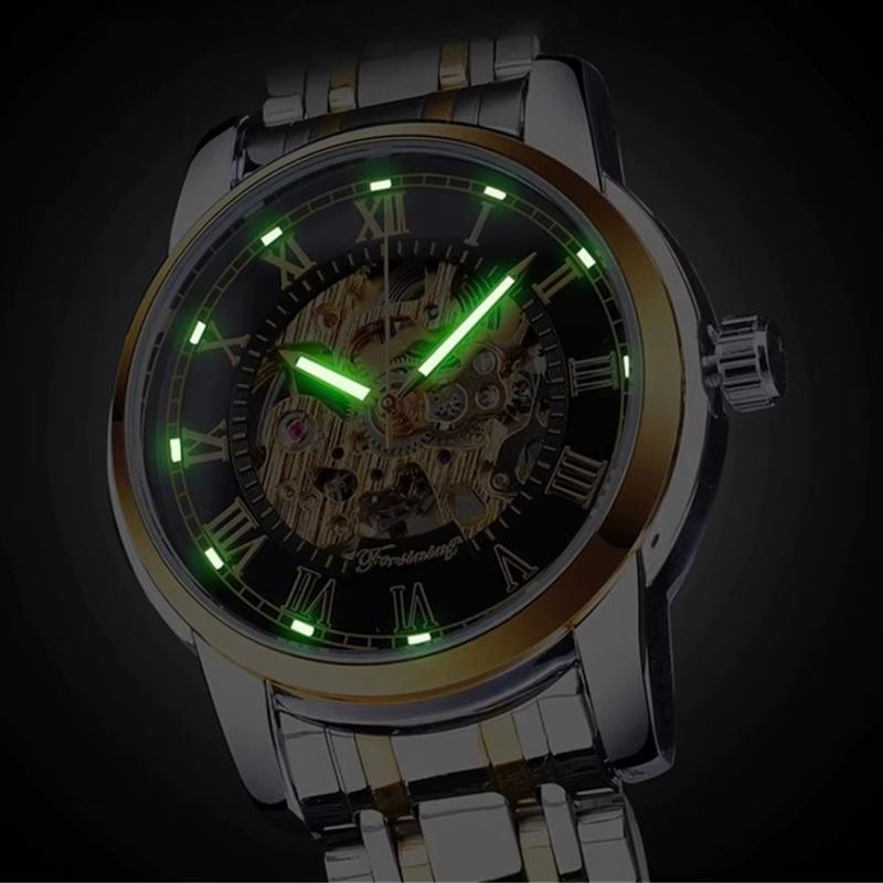 Men's skeleton mechanical watch