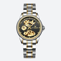 Women's Mechanical Skeleton Two-Tone Watch 1