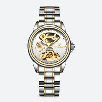 Women's Mechanical Skeleton Two-Tone Watch 2