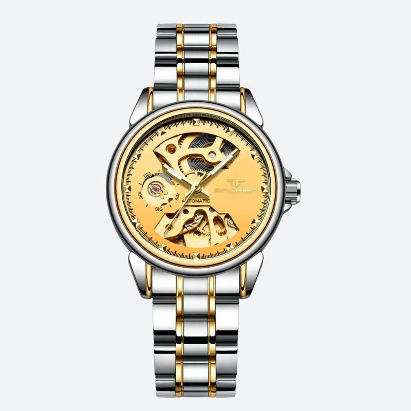 Women's Mechanical Skeleton Two-Tone Watch 3