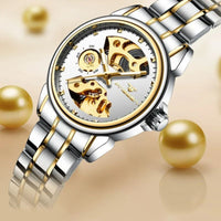 Women's Mechanical Skeleton Two-Tone Watch