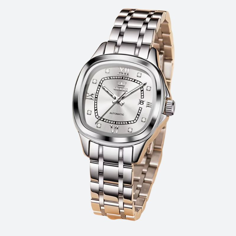 Women's Mechanical Watch, Barrel Shape, Two-Tone_1 Image