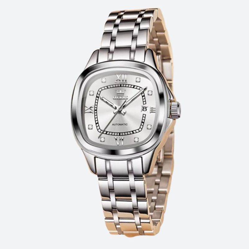 Women's Mechanical Tonneau Two-Tone Watch