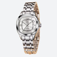 Women's Mechanical Tonneau Two-Tone Watch