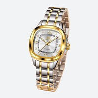 Women's Mechanical Watch, Barrel-Shaped, Two-Tone, 2