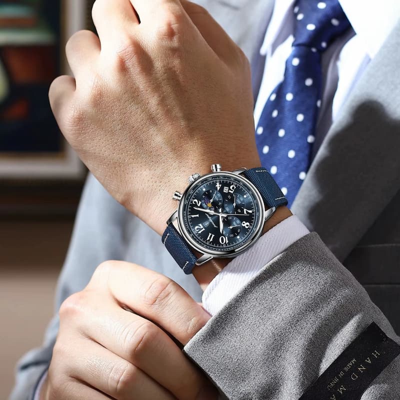 Men's Military Chronograph Watch with Nylon Strap
