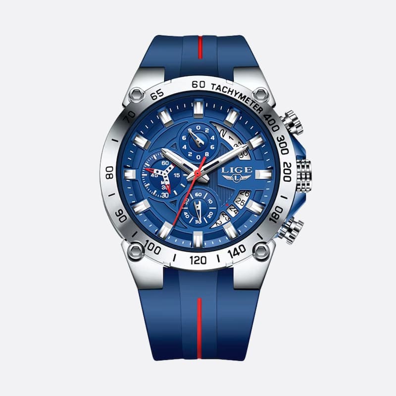 Men's military chronograph watch, silicone strap Image