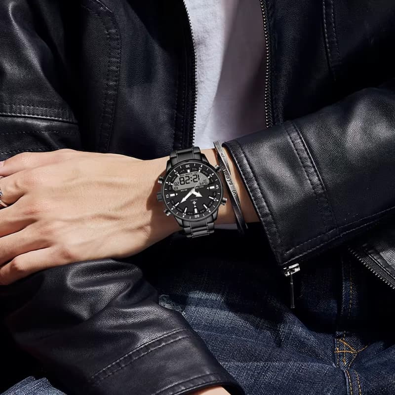 Men's Digital Quartz Chronograph Military Watch, Dual Display