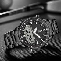 Men's Digital Quartz Chronograph Military Watch, Dual Display