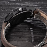 Men's Quartz Military Watch with Leather Strap