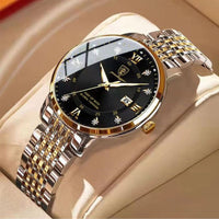 Women's quartz watch with synthetic diamonds