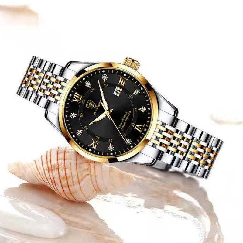 Women's quartz watch with synthetic diamonds