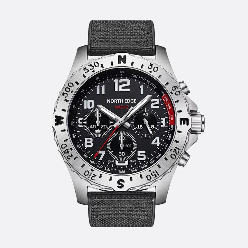 Men's solar chronograph watch, 44mm dial