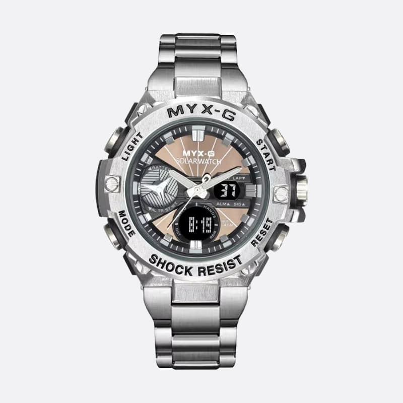 Men's steel chronograph solar watch