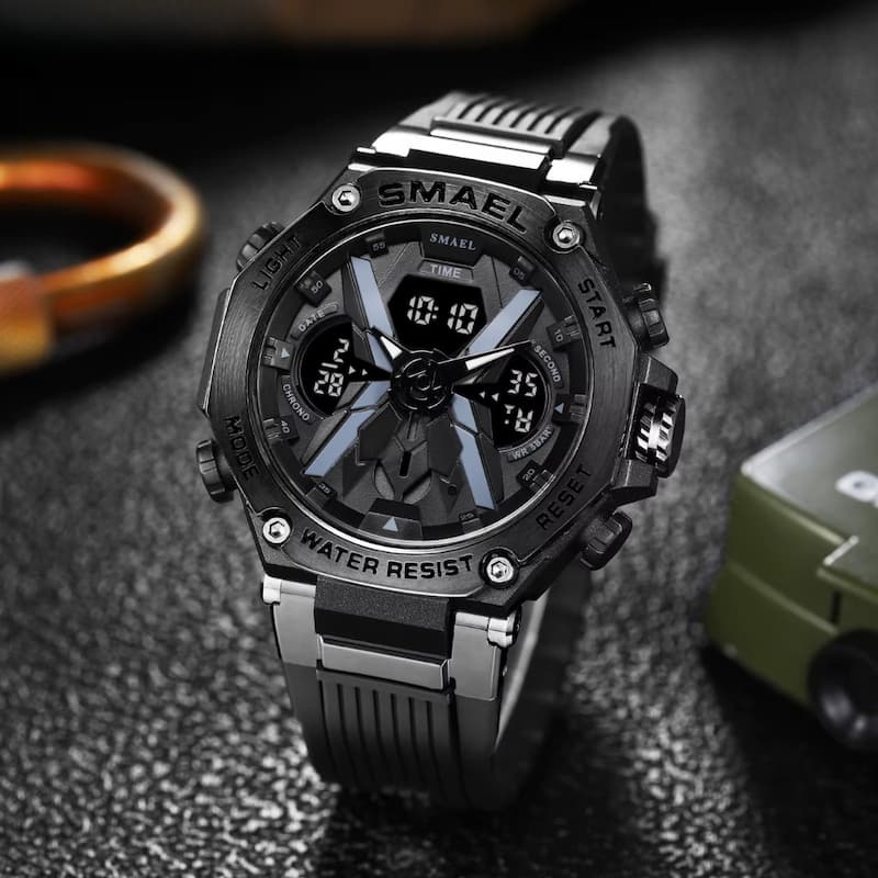 Men's Sports Watch with Dual Analog and Digital Display
