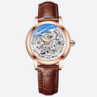 Women's Skeleton Watch, Waterproof, Leather, 2
