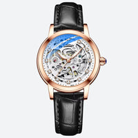 Women's Skeleton Watch, Waterproof, Leather, 3