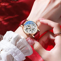 Women's Waterproof Skeleton Watch in Leather